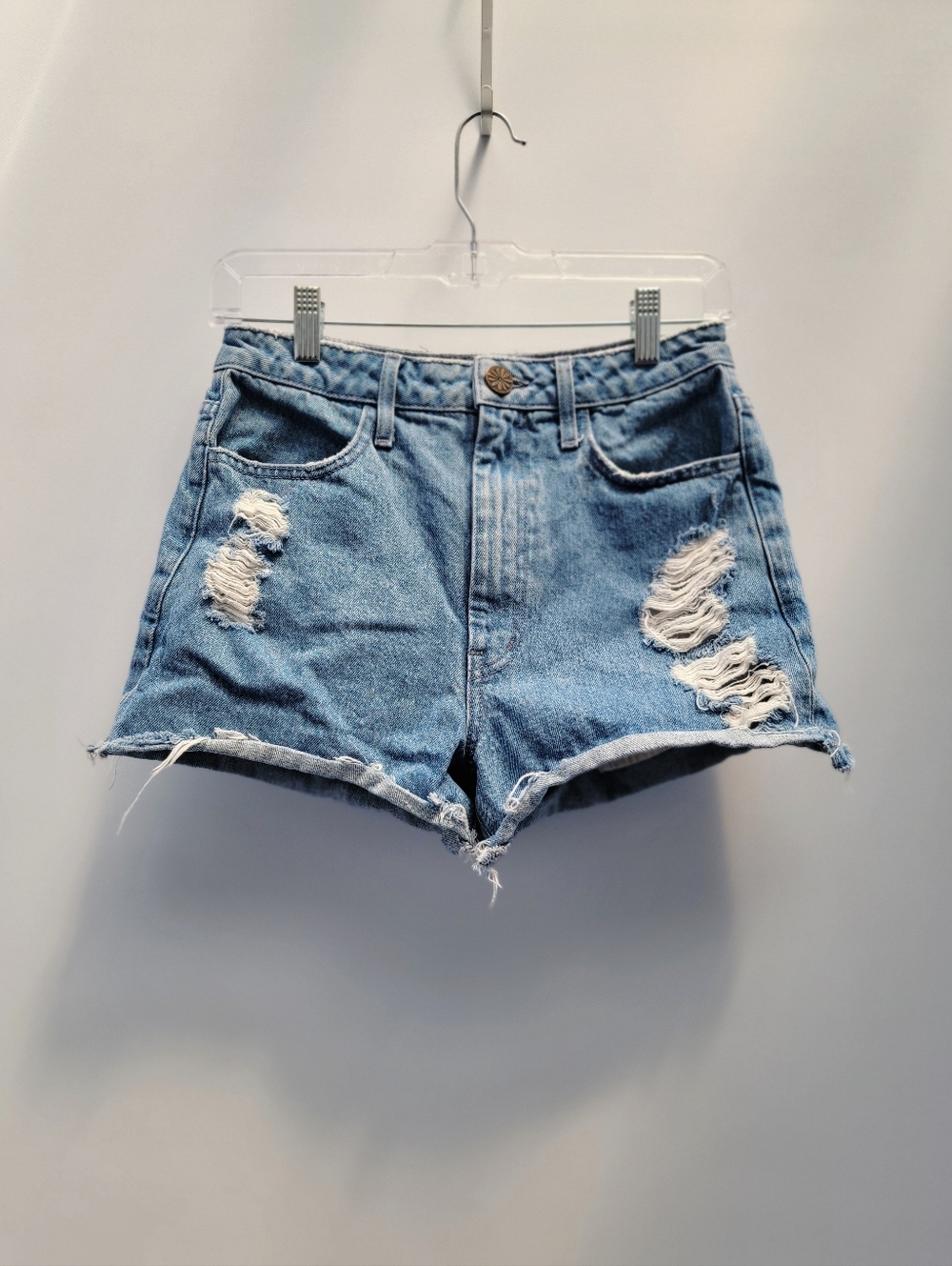 Show Me Your Mumu Blue Arizona High Waisted Shorts Size 25 Blue Rainbow Pockets - Picture 13 of 13